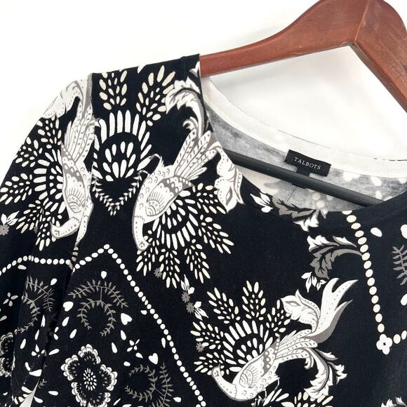 Talbots Floral Bird Print Short Sleeve Sweater - Picture 2 of 5